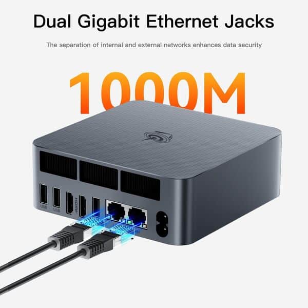 Beelink Mini PC EQR5, AMD Ryzen 7 5825U, 8C/16T, jusqu'à 4,5Ghz, Mini Ordinateur 32G DDR4 RAM 500GB PCIe3.0 SSD, 4K Dual Display, Dual HDMI/Dual Gigabit Ethernet/WiFi6/BT5.2