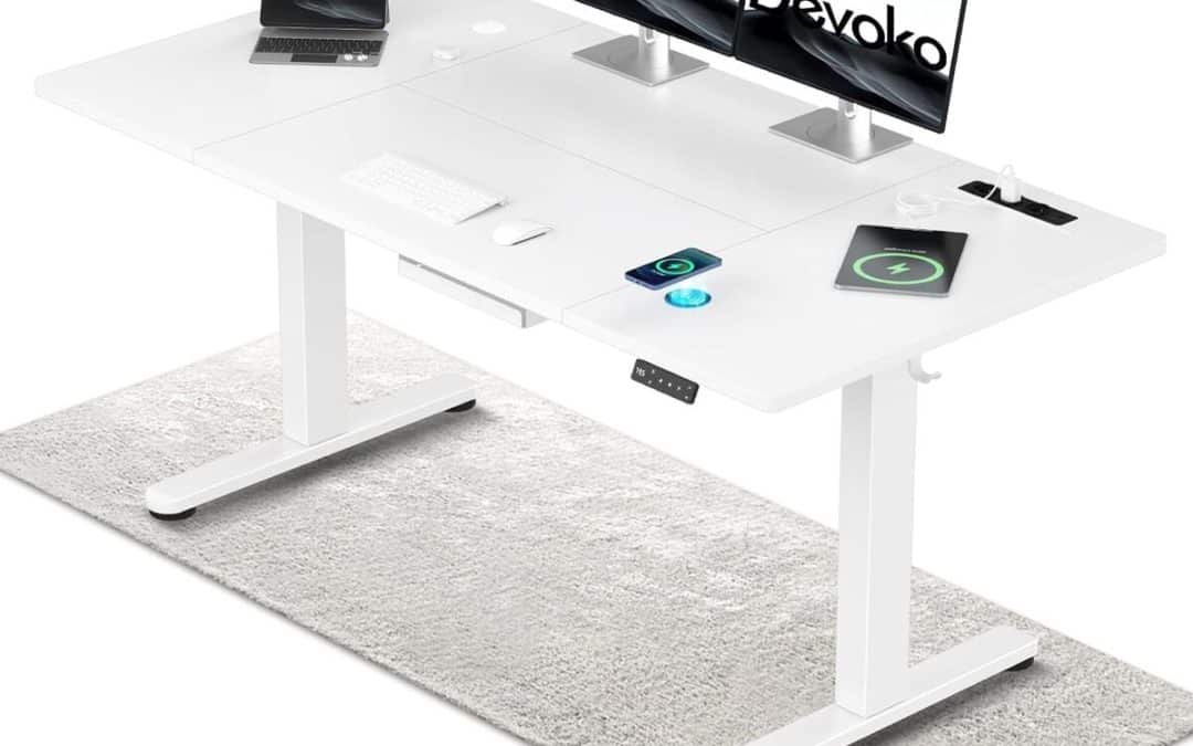 Test du bureau assis debout Devoko 160 × 80 cm avec chargeur induction