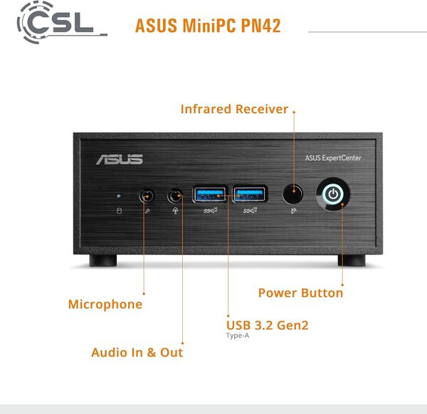Mini PC ASUS PN42 avec Windows 11 Famille, Intel N200 4X 3700 MHz Turbo, 2000 Go M.2 SSD, 16 Go DDR4-RAM, Intel UHD, HDMI 2.0, DP 1.4, USB 3.2, BT 5.1, WLAN