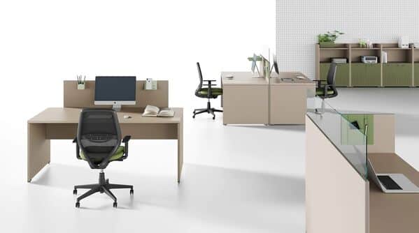 Bureau opérationnel bureau en bois - Blanc/chêne - 140x80x74 cm