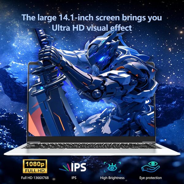 Ordinateur portable jeu 14 Pouces Processeur N4000 6Go RAM LPDDR4 SSD 256Go WIN 11 PC Portable Idéal Pour le Travail Et Les études Ouverture Et Fermeture à 180° Wi-Fi 2.4/5G USB 3.0 HDMI Argent Laptop