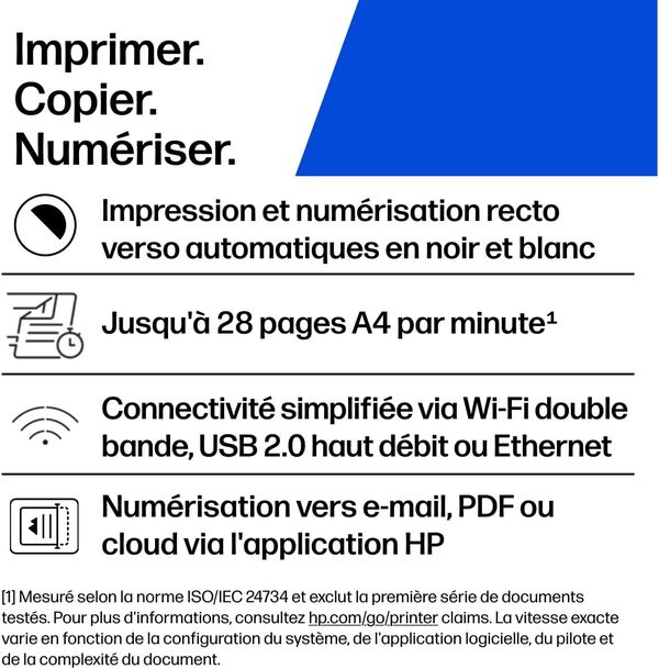 HP Laserjet M235sdw, 8J9K7F, Imprimante Multifonction A4, Recto/Verso Automatique Noir et Blanc, 27 ppm, Wi-FI, Ethernet, USB, ADF, Smart, Écran LCD, Grise